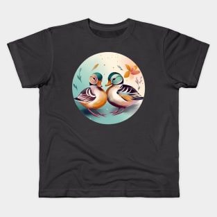 Love Duck, Mandarin Duck, Love Birds Design Kids T-Shirt